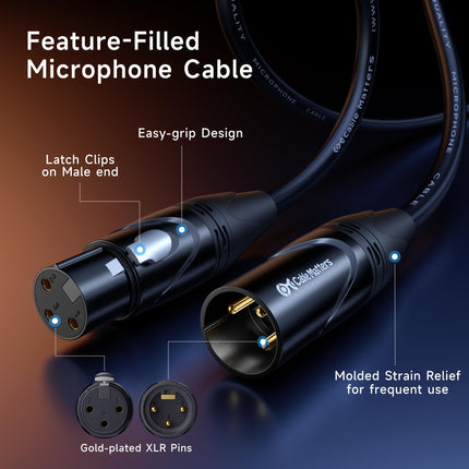 2-Pack XLR to XLR Cable, Microphone Cable, M-F, 3ft
