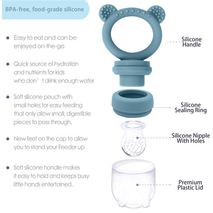 Baby Food Feeder Pacifier with Breast Milk Popsicle Teether-Silicone Forage Feeder for Babies-Breastmilk Storage Container and Freezer Tray-Teething Popsicle Molds
