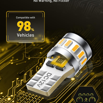AUXITO Latest 194 LED Bulbs Amber Yellow, Canbus Error Free 168 2825 T10 W5W LED Bulb for Car Dome Door Map Courtesy Trunk Cargo Marker License Plate Exterior Lights, Pack of 2