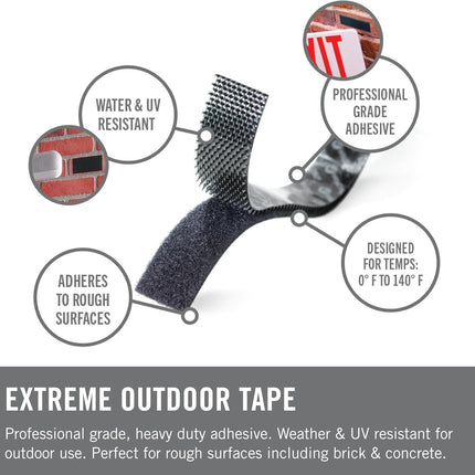 VELCRO Brand Extreme Outdoor Double Sided Mounting Tape Holds up to 15 Pounds on Brick or Other Rough Surfaces UV and Weather Resistant 14Ft Heavy Duty Roll