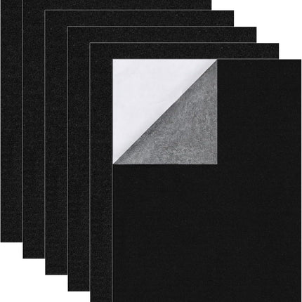 6-Piece Large Self-Adhesive Black Felt Sheets, 13.4 x 10.8 in