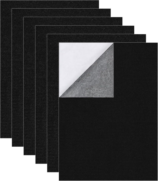 6-Piece Large Self-Adhesive Black Felt Sheets, 13.4 x 10.8 in