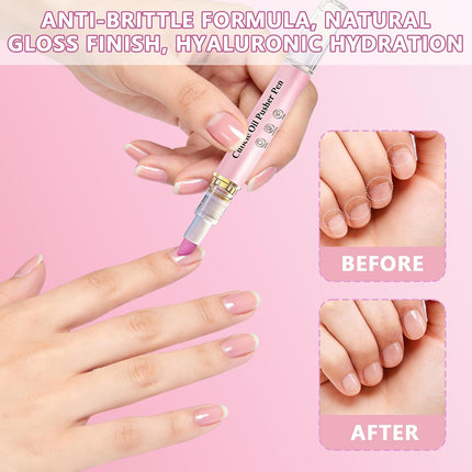 2-in-1 Ceramic Cuticle Pusher & Oil Pen, Cuticle Oil Pusher Pen - Cuticle Remover Nail Care Oil Pen for Dry & Damaged Nails, Moisturize Strengthen Brighten, ravel Size, 2 Packs