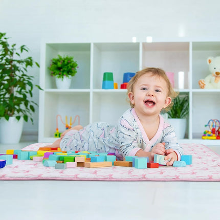 Mifoci Pink Bow Baby Play Mats for Floor, 50x50 Crawling Mat for Playpen Thick Cushioning Padding Foam Playmat Non Slip Foldable Machine Washable for Baby and Toddlers Infants