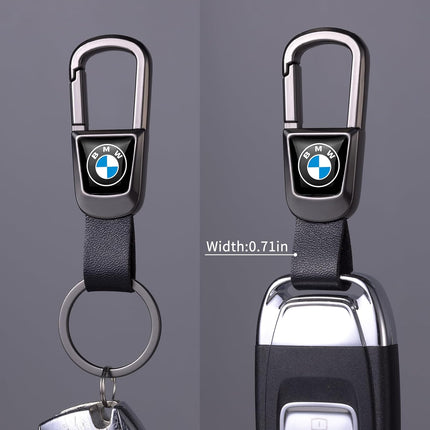 leather car keychain set for BMW X1 X3 M3 M5 X1 X5 X6 Z4 3 5 7 Series men and women family present keychain key ring lanyard accessories (black)