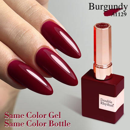 15ML Gel Nail Polish Pure Sheer Same Color Same Bottle Soak Off Gel Polish Art Manicure Salon DIY at Home for Women (Burgundy-A1129)