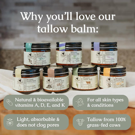 Hearth and Homestead: Handmade Blue Outback Australian Whipped Tallow Balm with Emu, Jojoba, Sandalwood, and Blue Cypress - 1.3 oz