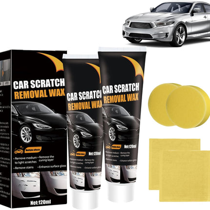 2Pcs Car Scratch Remover Wax with Wipe Sponge