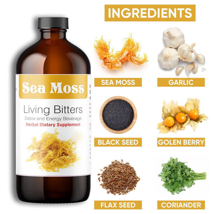 Herboganic Premium Soursop Bitters Featured with Sea Moss Living Bitters | Promotes overall health |16 Oz each