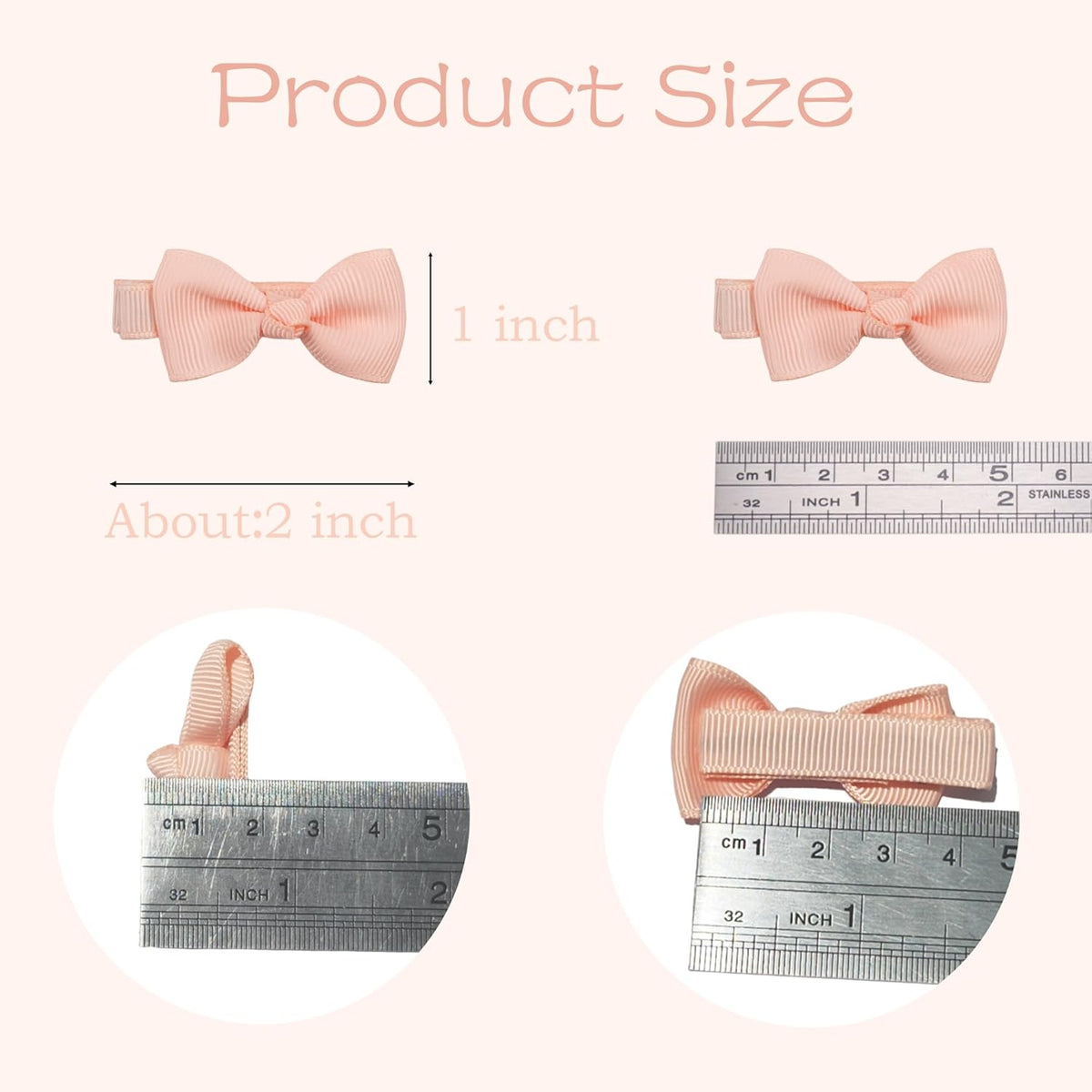 Baby Girls Hair Clips 25PCS Fully Lined Tiny 2" Hair Bows Alligator Clips for Infants Toddlers - photo 2