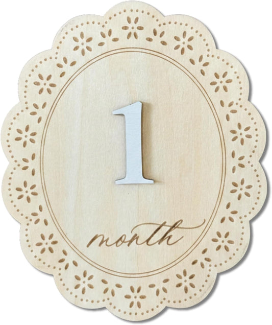 Baby Girl Monthly Milestone Signs 1-12, Double-Sided Newborn Photo Props