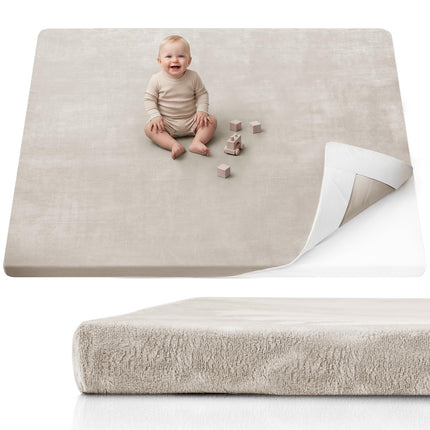 Mat de juego para bebé de 1.3" de grosor, mat para corral de 71x59 con funda desmontable y lavable, alfombra grande para piso, cojín de espuma y base antideslizante para niños, bebés, gris claro