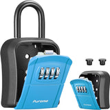 Key Lock Box, Portable Combination Lockbox Wall-Mounted Key Storage Box for House Keys, Resettable Code Safe Security Lock Box for Home, Office, Apartment Spare Key Storage (1 Pack, Blue)