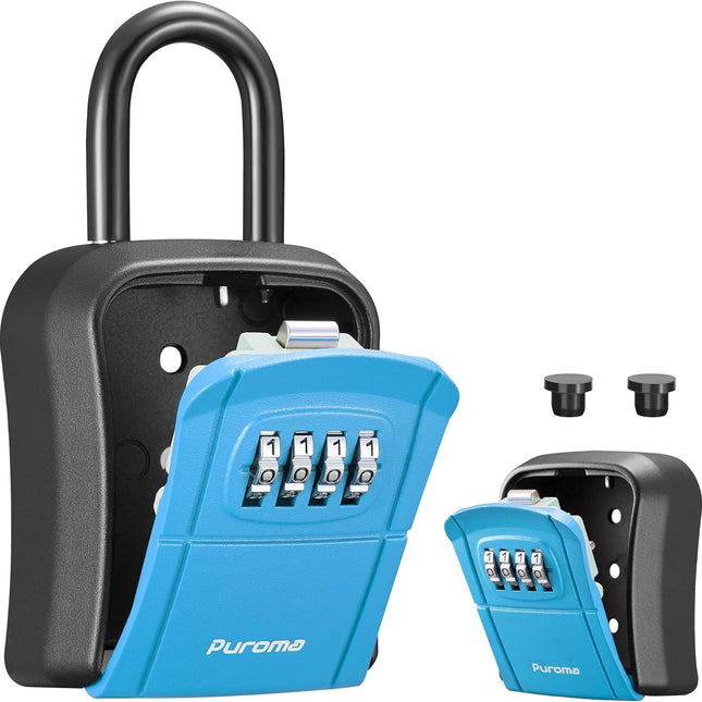 Key Lock Box, Portable Combination Lockbox Wall-Mounted Key Storage Box for House Keys, Resettable Code Safe Security
