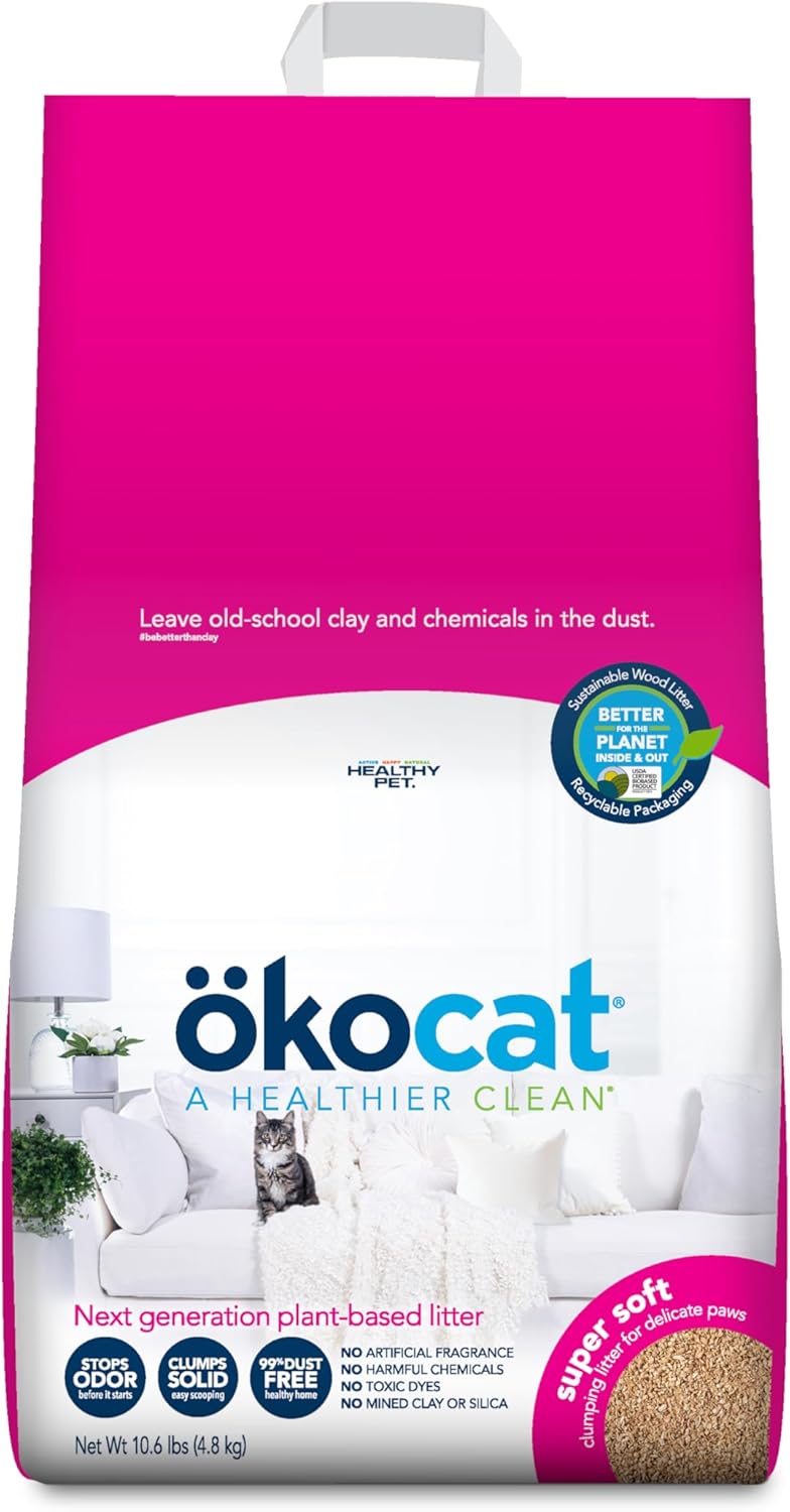 Super Soft Wood Clumping Cat Litter, Unscented, 10.6 pounds - Natural Ingredients, Stops Odor, Clumps Solid, 99% Dust