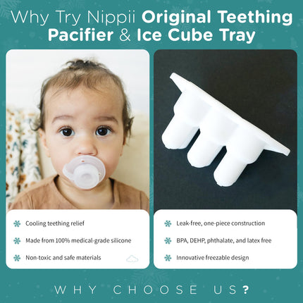 Freezable Pacifier & Ice Cube Tray, Baby Teether Toys 0-9 Months