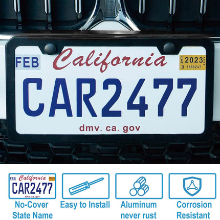 2PCS Premium Matte Black License Plate Frames, Solid Rust-Proof Aluminum Holder with 2 Holes, Universal Car Frame for Women and Man, Including Screws, by Lengnoyp.