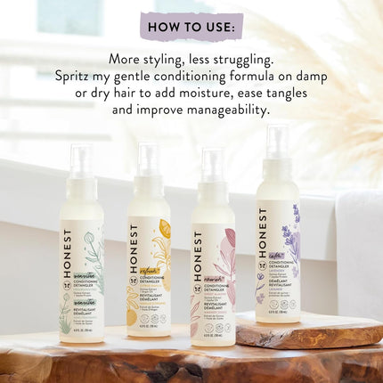 The Honest Company Conditioning Hair Detangler Leave-in Conditioner and Fortifying Spray, Tear Free, Cruelty-Free, Hypoallergenic, Almond Nourishing, 4 fl oz