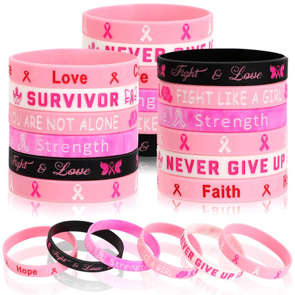 42pcs Breast Cancer Awareness Accessories Silicone Bracelets