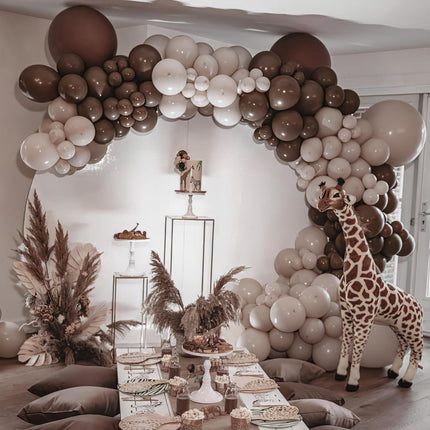 Dark Brown Balloons 100pcs Boho Coffee Neutral Different Sizes