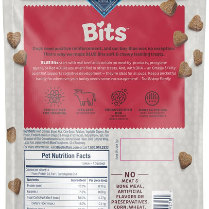 Blue Buffalo Bits Soft Dog Treats for Training, Made with Natural Ingredients & Enhanced with DHA, Beef Recipe, 19-oz Bag