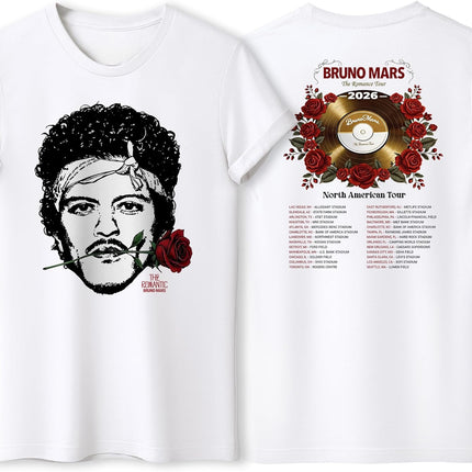 North America Romantic Tour 2026 Tshirt, RNB Fans Graphic Shirt, Bruno Fans Concert Outfit, Unisex Adult S – 2XL