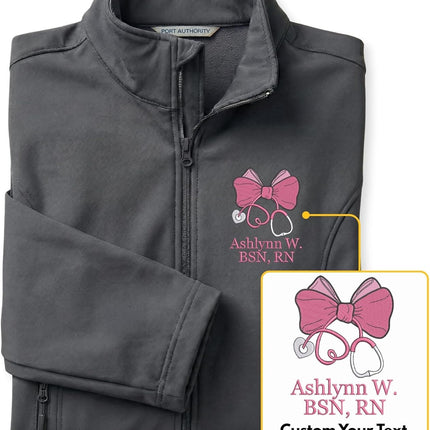 Custom Nurse Name Embroidered Soft Shell Jacket – Appreciation Nurse, Healthcare workers or Medical Staff