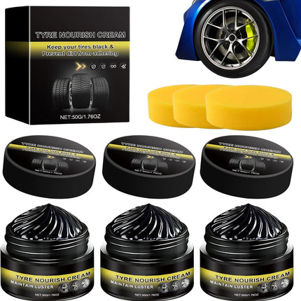 New 2026 Car Tire Ceramic - Powerful Wheel Cleaning Refurbish Wax, Tyre Nourish Cream, Tire Wax for Ultimate Wheel Protection, Restores Black Gloss, Blocks UV (3Pcs)
