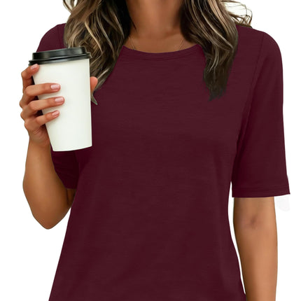 Womens Half Sleeve Tops Crewneck Shirts Basic Fit Work Tee