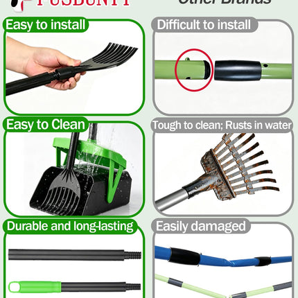Dog Pooper Scooper Swivel Bin & Rake Set with Bag Attachment & Lid - photo 6