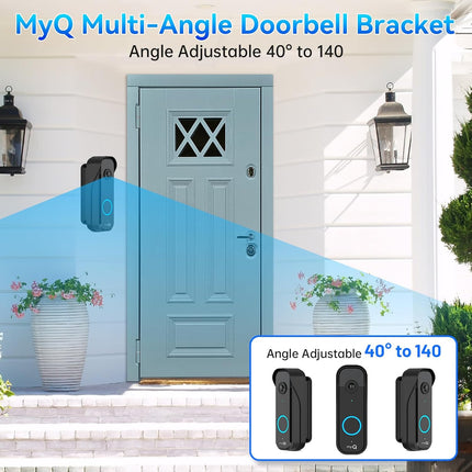 Doorbell Mount for myQ Video Doorbell Camera, Adjustable Left/Right Viewing Angle(40 to 140), Weatherproof Mounting Bracket, Anti-Blocks Motion Sensor, Compatible with Homes, Apartments, Dorms-Black