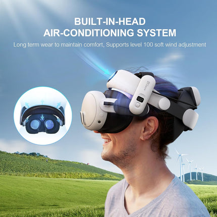 Pro Battery Strap Accessories,Head Air Cooling System and 10000mah Hot-swappable Battery Pack,Compatible with Meta Quest 3/Quest 3S