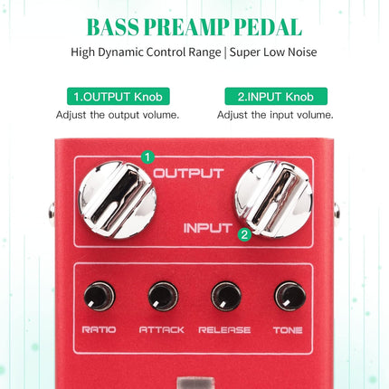 JOYO Bass Guitar Pedals Compressor Effect Pedal with Precise Compression Knobs Low Noise and High Dynamic Control Range for Bassist Electric Guitar Bass (SCYLLA R-27)