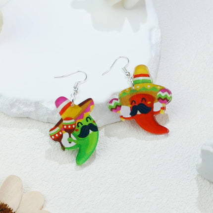 DAYANEY Cinco De Mayo Earrings For Women, Acrylic Dangle Earrings As Fiesta Party Accessories Cute Earrings As Mexican Gifts For Girls Fiesta Earrings As Mexico Holiday Jewelry