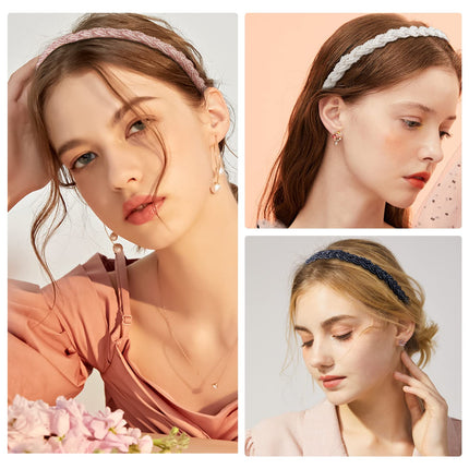 Pearl Headbands Beaded Headband Metal Head Bands No Slip Hair Accessories for Women Girls,10 Pack