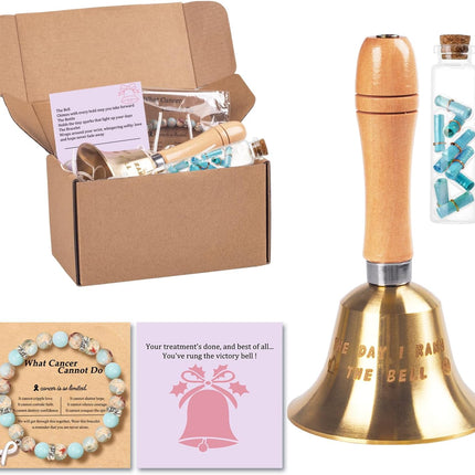 Cancer Survivor Gift Set for Women – End of Chemo Bell Gift Box with Inspirational Cancer Bracelet, Last Day of Chemo Celebration, Recovery & Remission Gifts