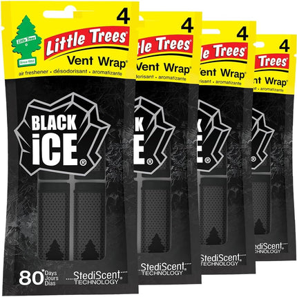 LITTLE TREES Car Air Freshener | Vent Wrap Provides Long Lasting Scent, Invisibly Fresh | 16 Air Fresheners | Black Ice