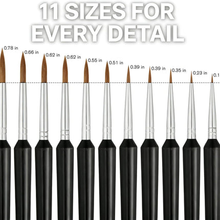 Detail Paint Brushes, 11Pcs Detail Brush Set, Miniature Paint Brushes for Fine Detailing & Art Painting, Suitable for Acrylic, Watercolor, Oil, Models, Paint by Numbers and DIY Craft Projects