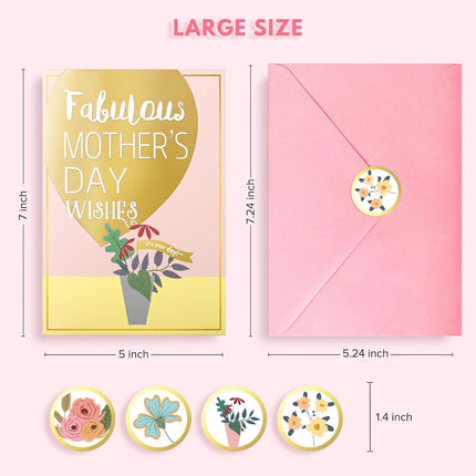 EACYART Mothers Day Cards Assortment, 20 Pack Mother’s Day Cards Boxed with Envelopes & Stickers, Bulk Cute Gold Foil Card for Mom