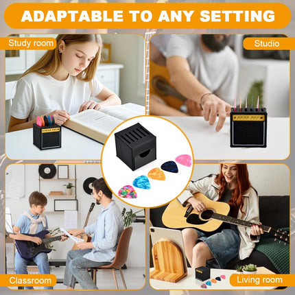 Guitar Pick Holder Box, Mini Amp Speaker Shaped with 5 Picks