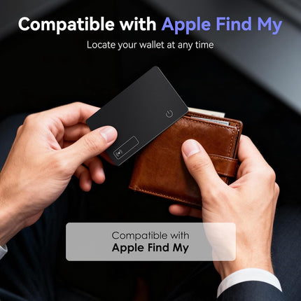 Wallet Tracker Card (iOS only), 0.07in Slim Tracking Card, IP68 Waterproof Bluetooth Tracker Compatible with Apple Find My, Wireless Charging Item Locator for Purse, Passports