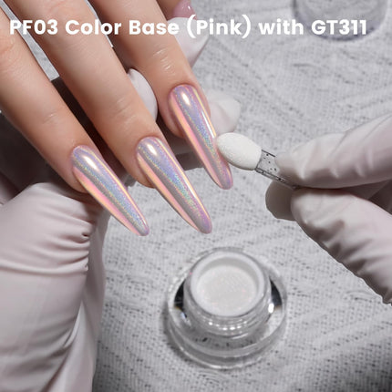 Yokefellow GleamTap Cushion Holographic Aurora Chrome Nail Powder -Holo Nail Art Glitter Decoration Manicure Pigment for Nail Salon(GT311 Pinkstar Prism/Blue Pink with Pink Sheen and Holo Aura)