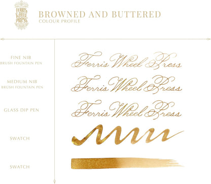 Browned and Buttered Burnt Goldenrod Fountain Pen Ink with Gold Shimmer, 38ml - photo 3