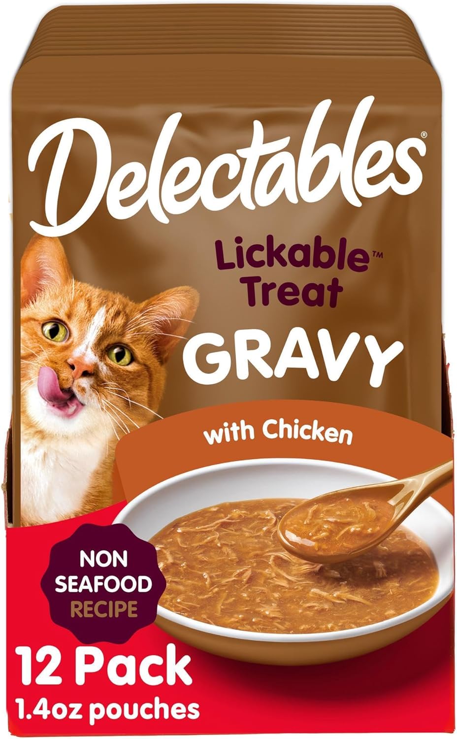 Lickable Treat Gravy Non-Seafood Wet Cat Treat with Real Chicken, Food Topper, Hydrating, Grain-Free, No Fillers