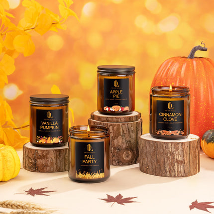 Fall Candles Set for Home Scented, 4 Pack 28oz, Soy Wax