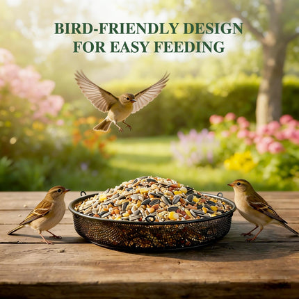 2 Pack Handmade Alpaca Fiber Bird Nesting Heart & Hanging Metal Mesh Bird Feeder Tray Kit - Outdoor Wild Bird Feeding & Nesting Kit for Garden, Patio, Backyard, Hummingbirds & Cardinals