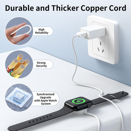 20W USB-C Apple Watch Magnetic Fast Charger (MFi), Wireless Charging Cable for All iWatch Series (2 m)