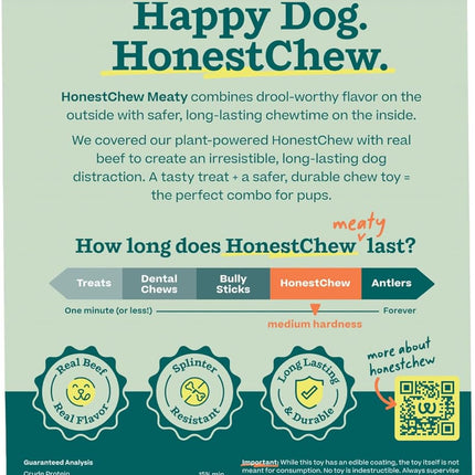 WOOF HonestChew Meaty Dog Toy Y-Gnawt - Durable Dog Chews - Made with Real Beef and Natural, Plant-Based Ingredients - Splinter-Resistant - Safer Than Dog Bones - Medium