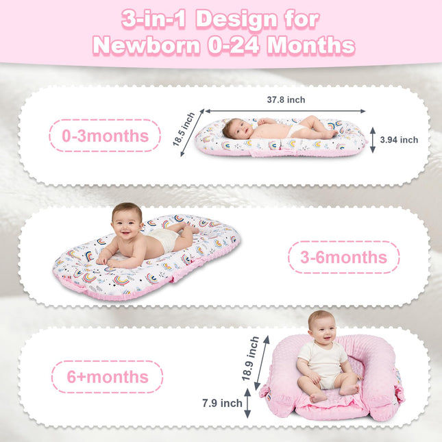 Baby Lounger, 3-in-1 Portable Infant Lounger for Newborns 0-24 Months