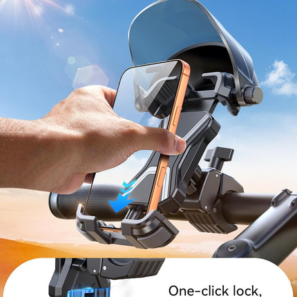 JOYROOM Bike Phone Holder Mount [Avoid Glare][Full Silicone Protection] Phone Mount for Scooter Ebike Bicycle Handlebar Cell Phone Clamp for iPhone 17 16 15 Pro Max S26, More 4.7-7" Phones